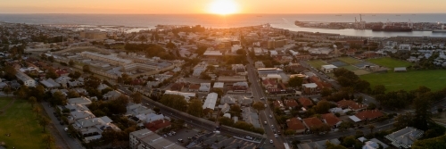 Panoramic sunset over Fremantle city and port. - Australian Stock Image