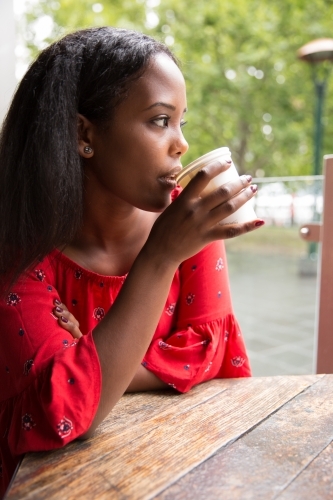 Pausing for Coffee - Australian Stock Image