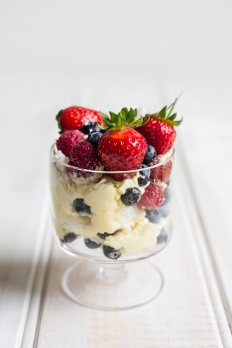 pavlova in a glass cup - Australian Stock Image