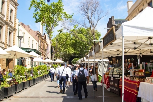 People at a market - Australian Stock Image