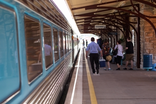 People at train station - Australian Stock Image