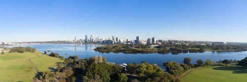 Perth Skyline and Swan River Panorama - Australian Stock Image