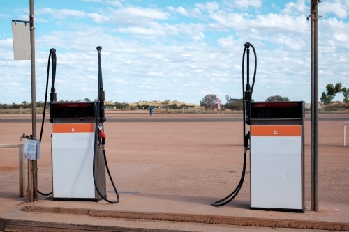 petrol pumps at curtin springs in the outback - Australian Stock Image