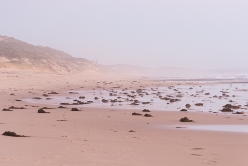 pink light on the coastline at sunset - Australian Stock Image