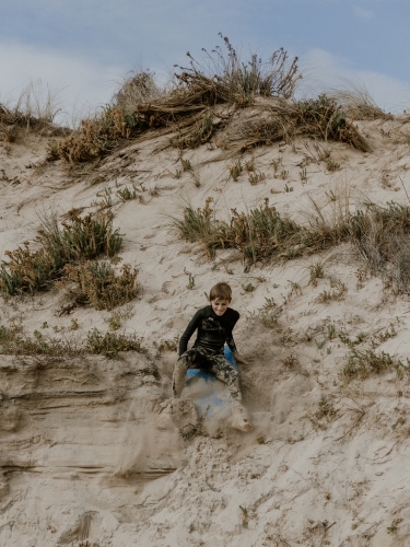 Playing in the Sand Dunes - Australian Stock Image