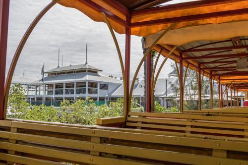 Port Douglas Marina from railway - Australian Stock Image