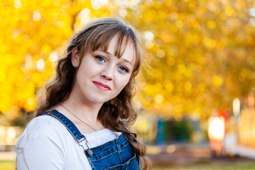 Portrait of a 18yo person in Autumn - Australian Stock Image