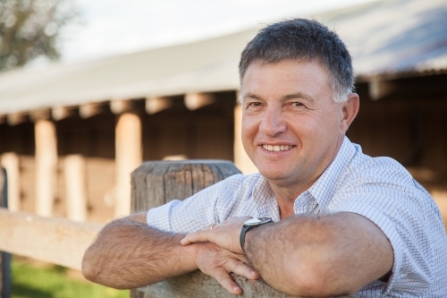Portrait of a happy middle aged Australian man outside - Australian Stock Image