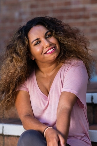 portrait of happy aboriginal woman