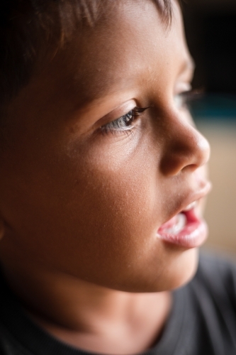 Portrait of young Aboriginal boy - Australian Stock Image