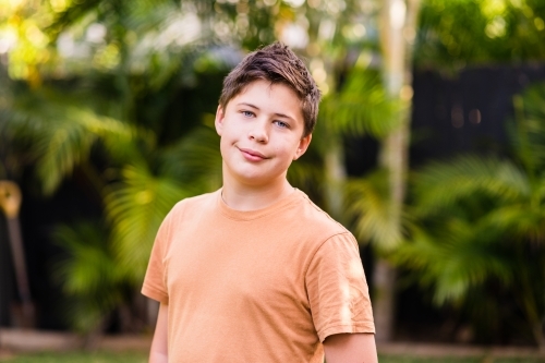 portrait of young teen boy - Australian Stock Image