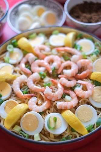 Prawn pasta dish - Australian Stock Image