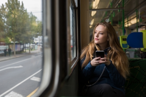 Relaxing on the Tram - Australian Stock Image