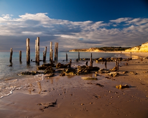 Remains of Port Willunga Jetty - Australian Stock Image
