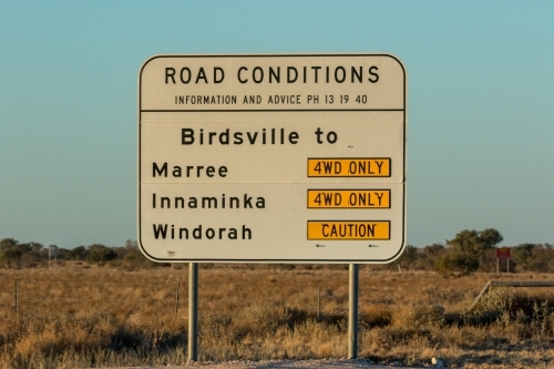 Road conditions sign - Australian Stock Image