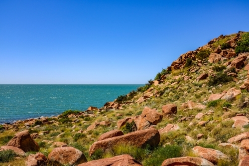 Rock formations on coastline - Australian Stock Image