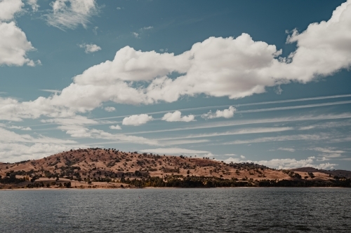 Rolling hills and blue water — Views from the Dam Wall at Hume Dam. - Australian Stock Image