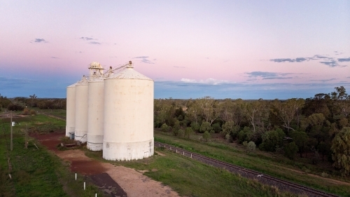 Rural Aerial View Queensland Silos. - Australian Stock Image