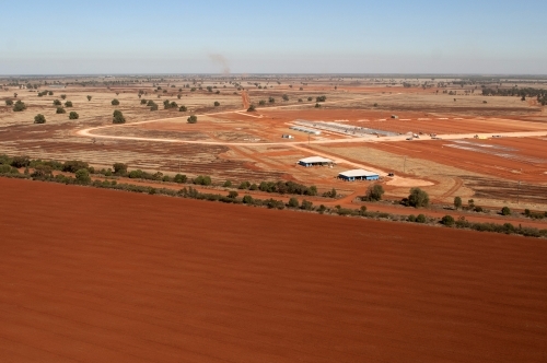 Rural Outback Aerial Landscape With Property