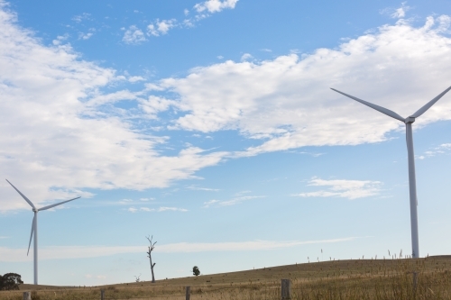 Rural Wind Turbines in a farm setting - Australian Stock Image