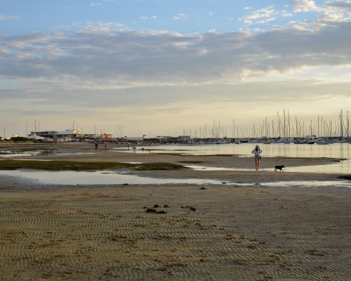 Sandringham beach at sunset - Australian Stock Image