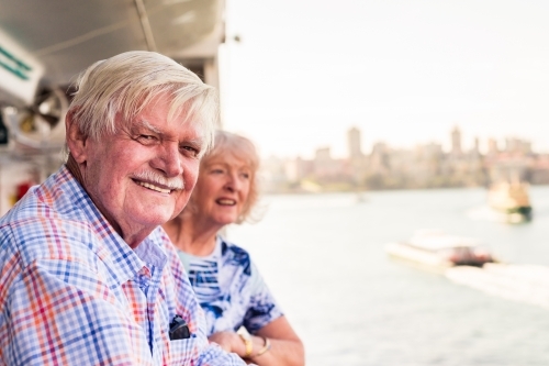 senior couple leaving on a cruise - Australian Stock Image