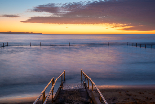 Shelly Park ocean pool at sunrise - Australian Stock Image