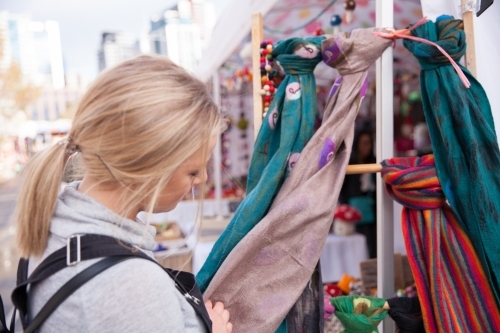 Shopping at the Outdoor Market - Australian Stock Image
