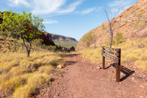 Sign along the Jarnem Loop Walk, hiking trail in Northern Territory - Australian Stock Image