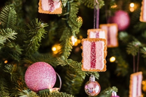 silly australian themed pink xmas tree - Australian Stock Image