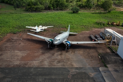 Small planes in airfield - Australian Stock Image