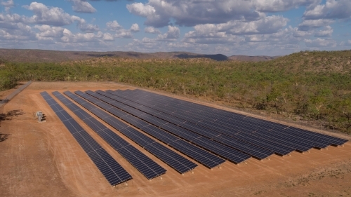 Solar array in remote Australia - Australian Stock Image