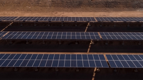 Solar array in remote Australia - Australian Stock Image