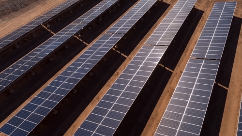 Solar array in remote Australia - Australian Stock Image