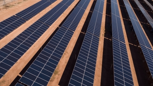 Solar array in remote Australia - Australian Stock Image