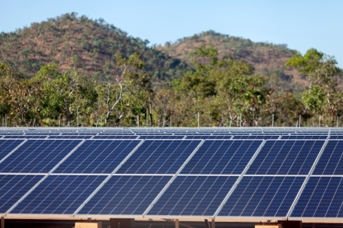 Solar array in remote Australia - Australian Stock Image