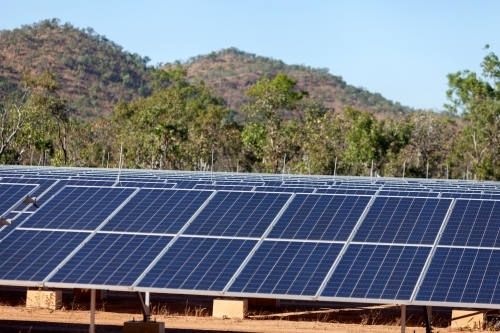 Solar array in remote Australia - Australian Stock Image