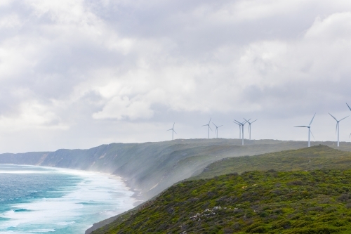 southern coastline with wind turbines near albany - Australian Stock Image