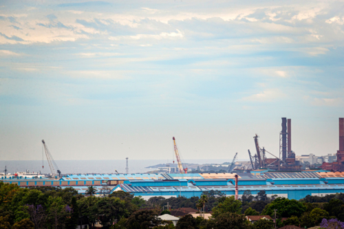 Steel Smelter on Port Kembla skyline - Australian Stock Image