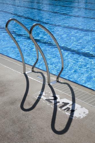 Steps at public swimming pool, Young, NSW - Australian Stock Image