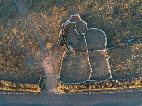 Stock yards in farm paddock empty - Australian Stock Image