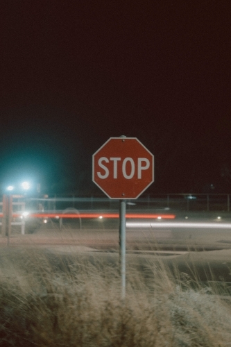 Stop sign at night - Australian Stock Image