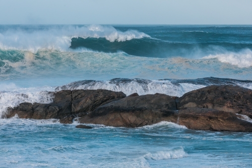 Storms and big ocean swell at the coast - Australian Stock Image