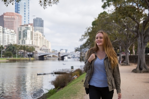 Strolling by the Yarra River - Australian Stock Image