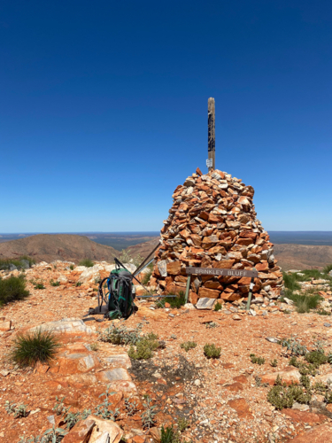 Summit of Brinkley Bluff on the Larapinta Trail Hike - Australian Stock Image