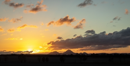 sunset and clouds with distant skyline of stirling ranges - Australian Stock Image
