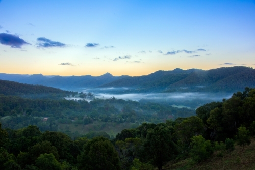 Sunset overlooking the mountains - Australian Stock Image