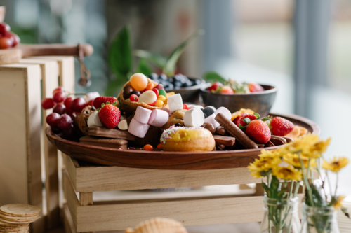 Sweet food platter on wooden crate - Australian Stock Image