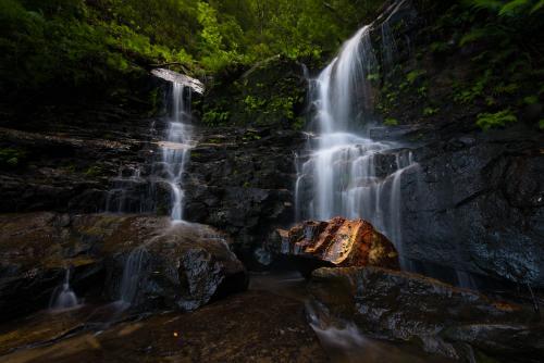Sylvia Falls in the Valley of the Waters in the Blue Mountains National Park - Australian Stock Image