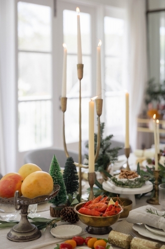 Table with prepared Christmas meal - Australian Stock Image